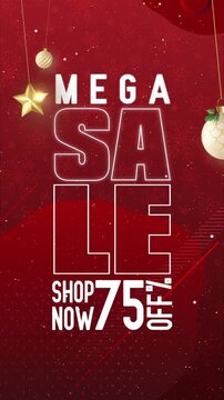Christmas Concept, Mega Sale 75% Off Sale for Social Media Story
