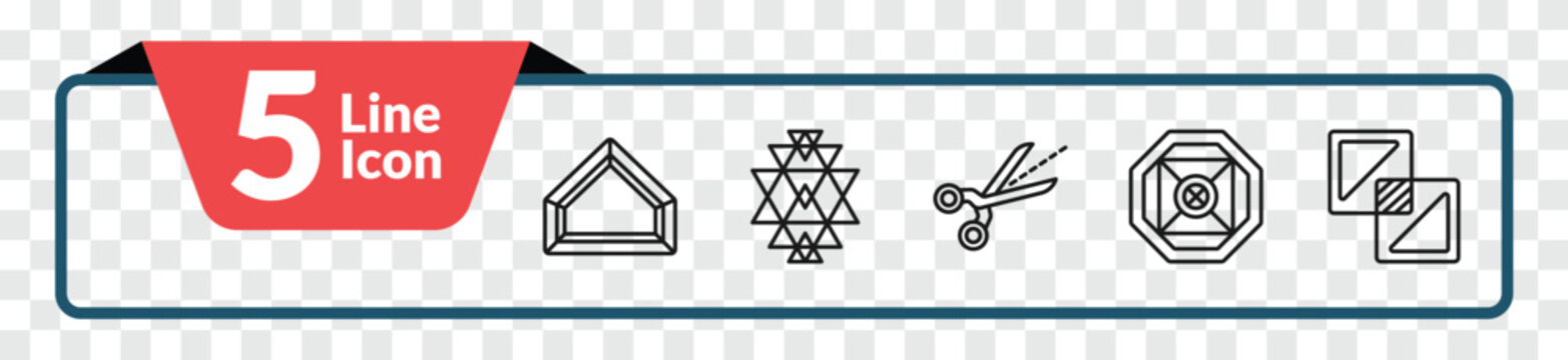 outline geometric figure icons set - base, sri yantra, ennegon, exclude. editable vector for web and mobile ui