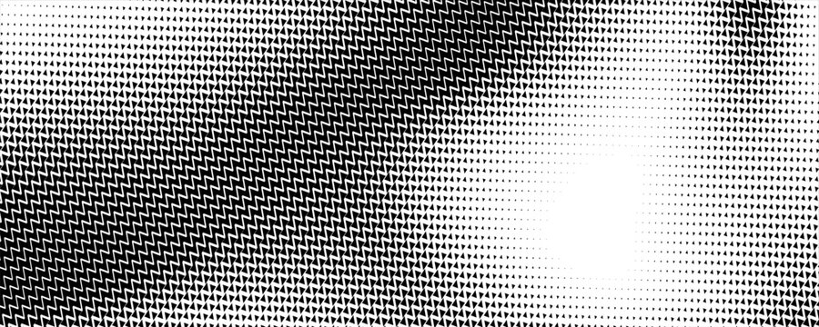 Halftone is black and white. A chaotic pattern of dots on a white background