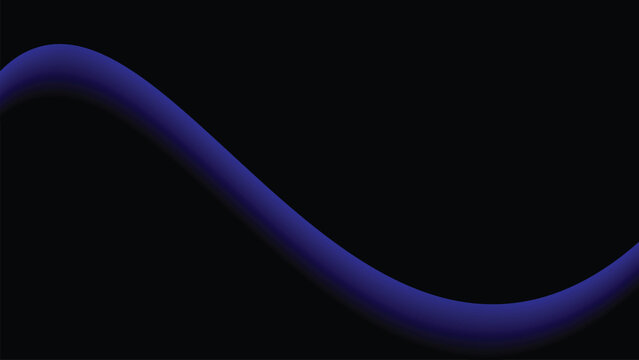 Abstract glowing sinusoidal wave in deep blue to purple gradient on black background elegant oscillation curve modern vector art illustration
