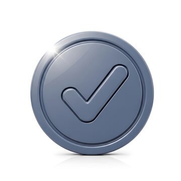 Silver circle check mark icon button