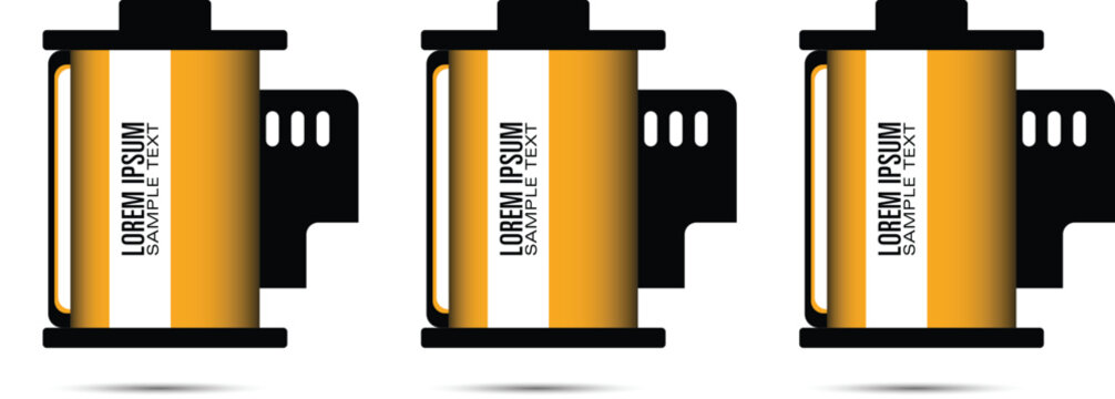 Colorful photographic film canister snapshot design graphic vector