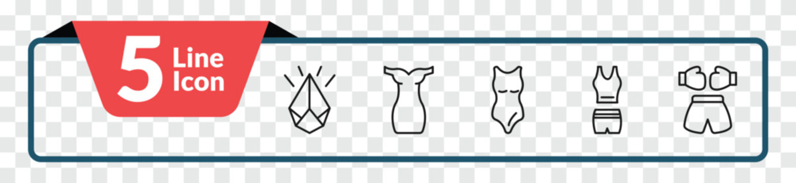 outline fashion icons set - diamond, tinge, women tracksuit, boxing ring. editable vector for web and mobile ui