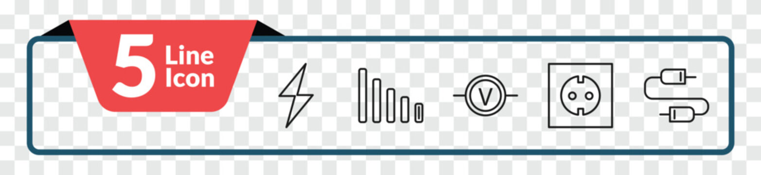 outline electrian connections icons set - electricity, low, socket, wires. editable vector for web and mobile ui