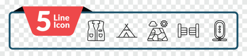 outline desert icons set - cowboy vest, wigwam, saloon, hiero. editable vector for web and mobile ui © IconArt