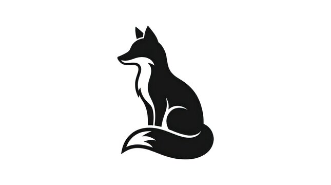 Black silhouette of a fox sitting.