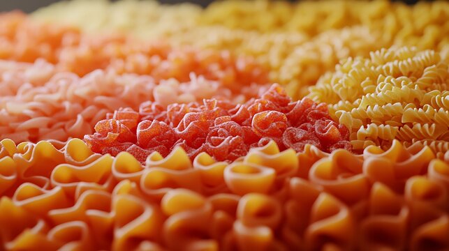Assorted Colorful Dry Raw Pasta Background.