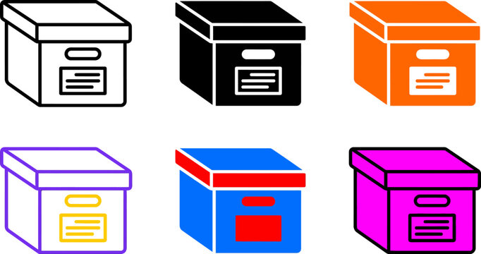 Six colorful file boxes in different colors and styles for organization and storage needs