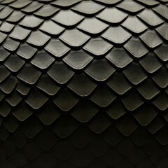 Fototapeta premium Abstract geometric pattern of overlapping dark gray scales, resembling reptile skin or armor plating