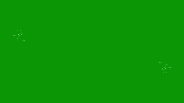 Glitter sparkles twinkle stars line and twinkle sparkle stars animation, luxury white glitter sparkles star trail, magic dust, pixie dust path, shining twinkle effect on green background. 4k