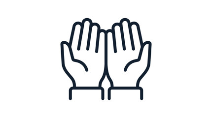 Fototapeta premium Line art illustration of two open hands held together in a gesture of prayer or supplication.
