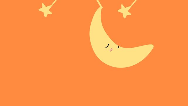 abstract orange background moon and star