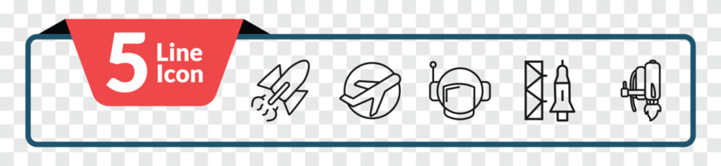 outline astronomy collection. icons set - liftoff, aerospace, launching shuttle, jet pack. editable vector for web and mobile ui © IconArt