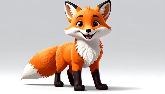 A cheerful cartoon fox with orange fur and a white-tipped tail (1)