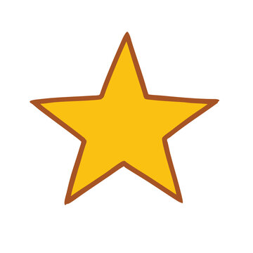 Simple yellow five pointed star icon with brown outline.