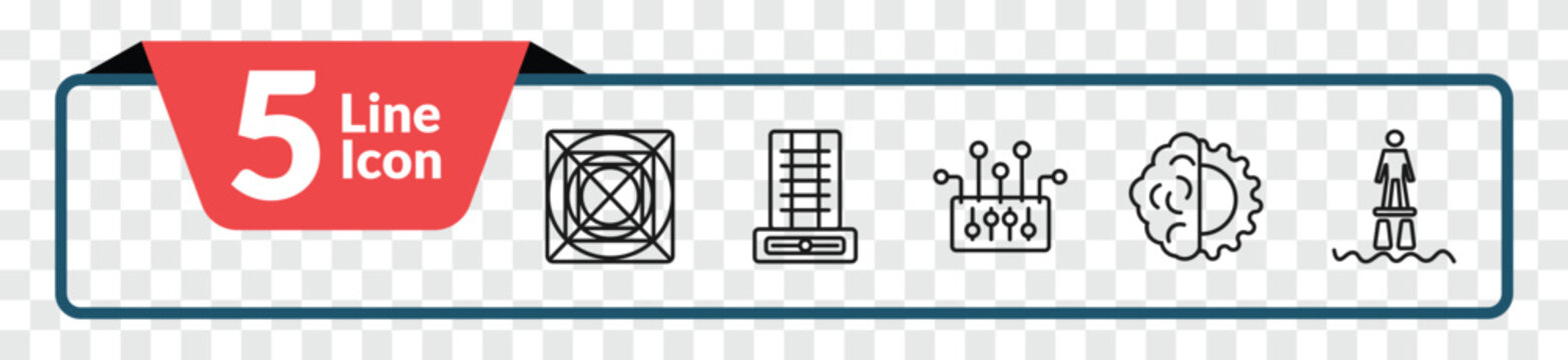 outline artificial intellegence icons set - ai grid, difference engine, deformity, flyboard. editable vector for web and mobile ui