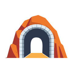 Fototapeta premium Flat design illustration of a tunnel entrance in a mountain