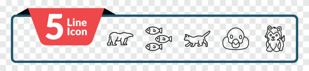 outline animals icons set - polar bear, shoal, snigir, siberian husky. editable vector for web and mobile ui © IconArt