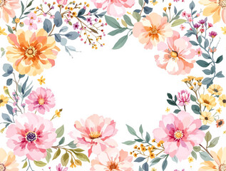 Obraz premium Delicate Flower Arrangement Encircling an Open Area for Personalized Messages