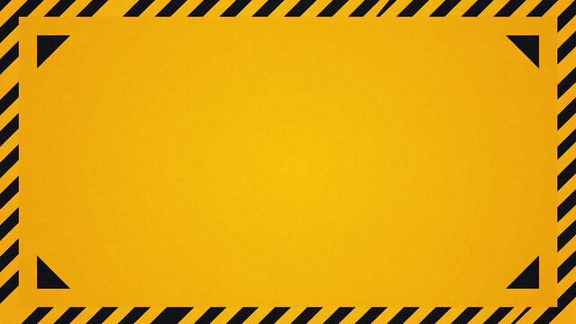 Yellow caution frame banner. Hazard stripe border. Industrial warning design for safety, signs, posters and construction graphics. 