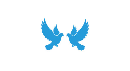 Fototapeta premium Pair of Blue Flying Doves Silhouette Vector