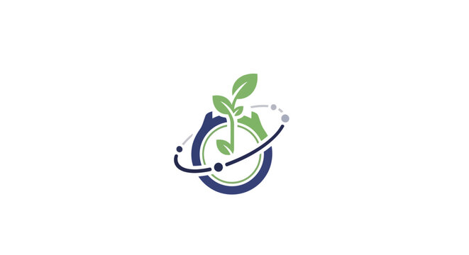 Eco friendly symbol with green leaves.