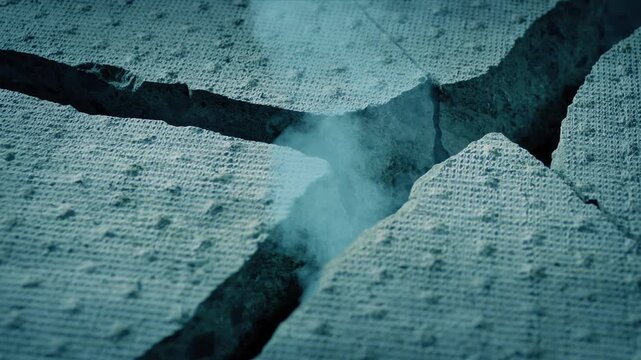 Gas Or Smoke Coming Out Of Cracked Ground
