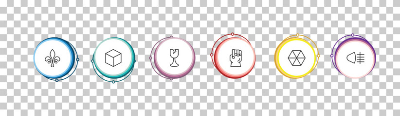 outline shapes icons set - fleur de lis, blank cube, breakeable, fog light. editable vector for web and mobile ui © IconArt