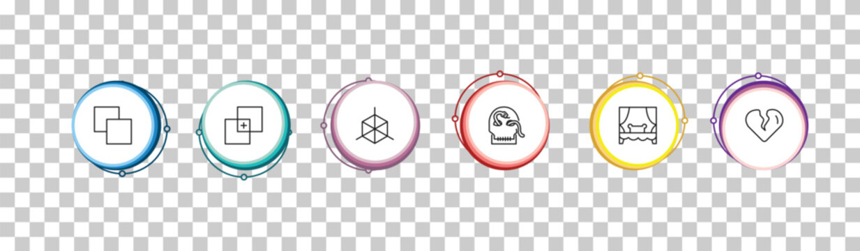 outline shapes icons set - minus front, paint selection, cube geometrical, broken heart. editable vector for web and mobile ui