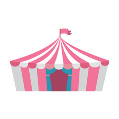 Obraz premium Pink and White Striped Circus Tent Vector Illustration Isolated on Transparent Background