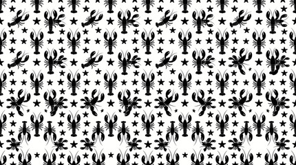 Obraz premium Lobster and Star Seamless Pattern