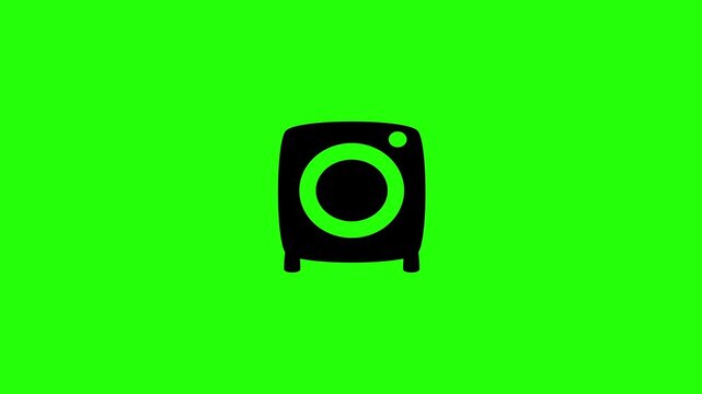 Clean 4K horizontal video showing a front loading laundry appliance washing machine silhouette bouncing. High quality household service design asset.