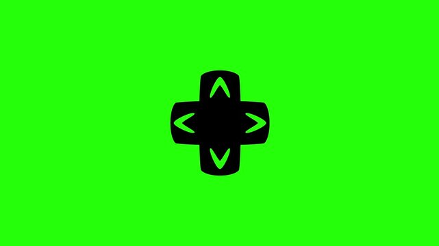 High quality 4K video showing a classic video game controller directional d-pad silhouette bouncing. Creative technical asset for arcade vlog.