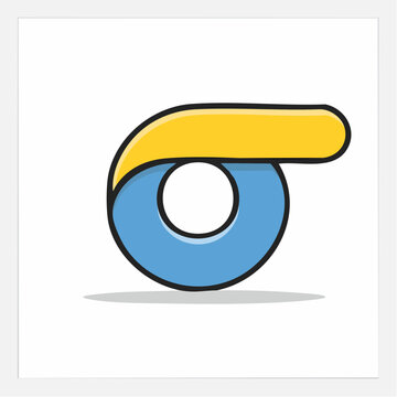 Blue and yellow sigma symbol, flat design icon