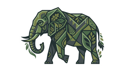 Fototapeta premium Geometric Botanical Elephant Vector Illustration
