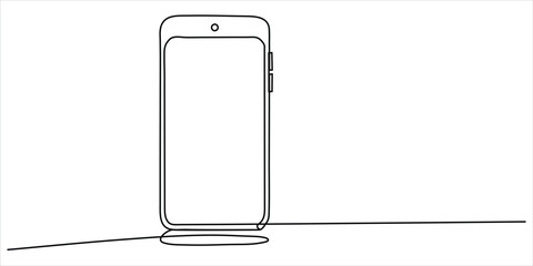 Smartphone standing upright continuous line art vector illustration minimalist technology and digital communication concept © Dosoroth Chandra