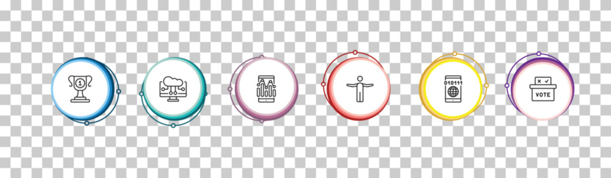 outline general icons set - win, computing technology, info chart, referendum. editable vector for web and mobile ui