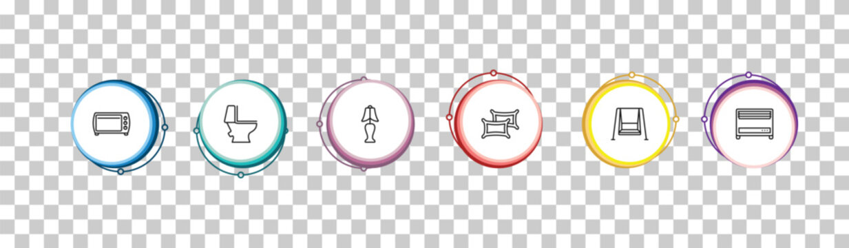 outline furniture & household icons set - oven, wc, bedroom lamp, heating. editable vector for web and mobile ui