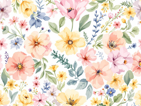 Soft Floral Arrangement Framing a Clean Center for Personalized Projects