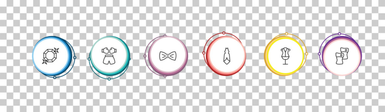 outline fashion icons set - diamond precious stone, boxing ring, tux, leg warmer. editable vector for web and mobile ui