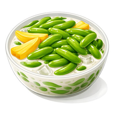 Delicious Mango and Chendol Dessert in a Bowl A Refreshing Tropical Treat