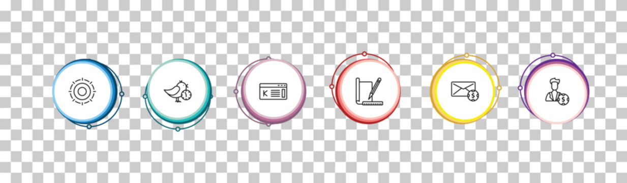 outline crowdfunding icons set - gif, early bird, kickstarter, tester. editable vector for web and mobile ui
