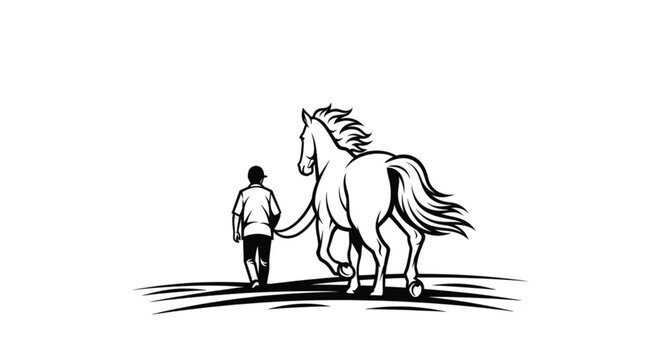 Man walking with a horse.