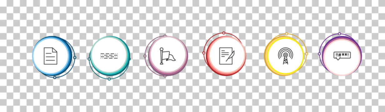 outline communications icons set - pager, morse code, flag waving, swearing. editable vector for web and mobile ui
