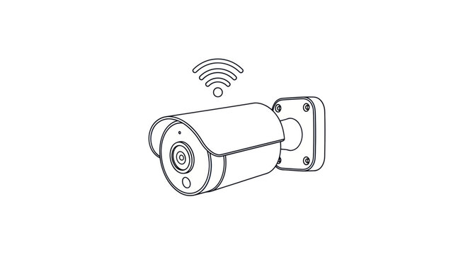 Smart Home Wireless Security Camera Outline Vector
