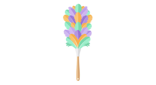 Colorful Feather Duster Flat Vector Illustration