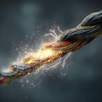 Electric current flowing through cables concept