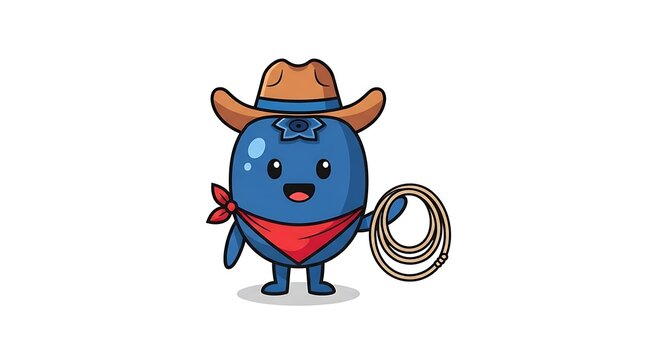 Cartoon blue robot holding bicycle wheel.