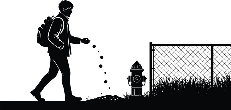 Man feeding pigeons near fire hydrant