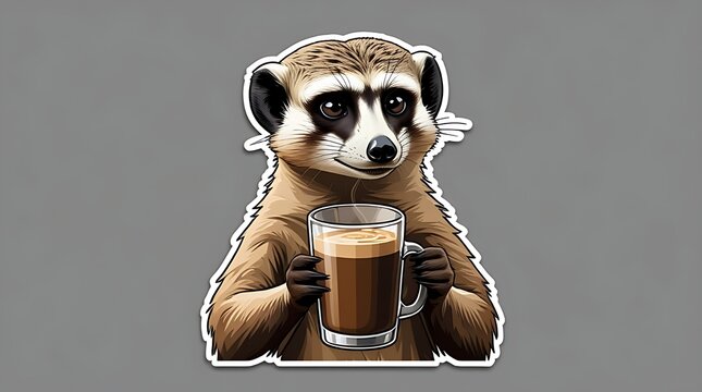 portrait of a meerkat with a drink